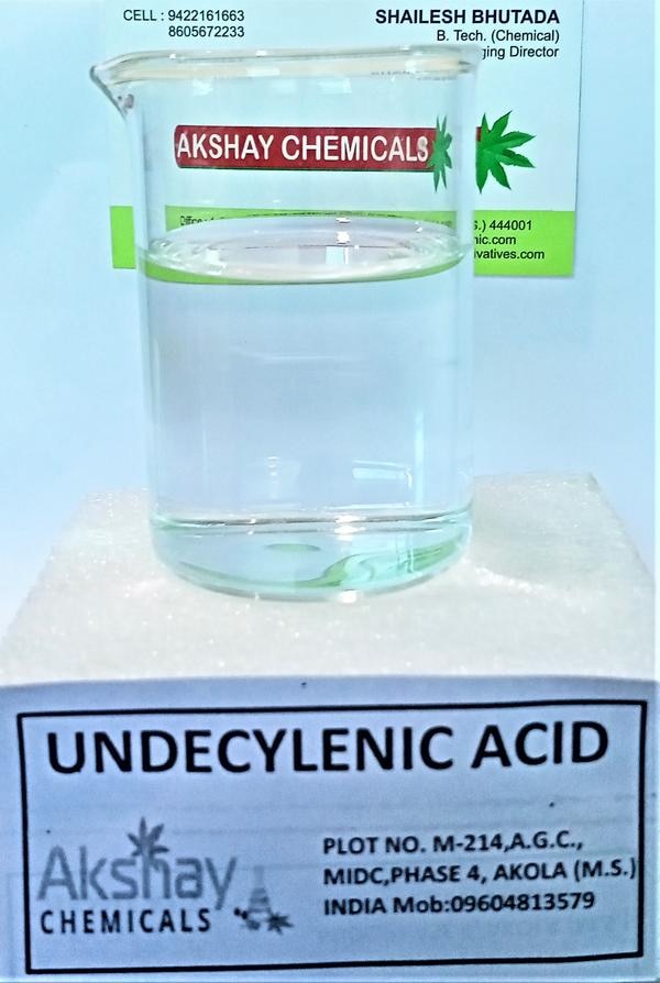 COMMON NAMES : Undecenoic acid ; 10-UNDECENOIC ACID 10-Undecylenic acid ; Undec-10-enoic acid ; 10-Hendecenoic acidUndecylenic Acid (C11H20O2) is a natural or synthetic fungistatic fatty acid, antifungal .That is, it is a compound that inhibits the growth of fungi. It is a fatty acid that may be synthetically manufactured or extracted from sources in nature. It is prepared via the distillation of castor oil. Undecylenic Acid is used topically as a zinc salt in various creams against fungal infections, eczemas, ringworm, and other cutaneous conditions. The zinc provides an astringent action, reducing rawness and irritation.Undecylenic acid is also known as 10-undecenoic acid. It is approved by the FDA for topical administration and is included in the official Inactive Ingredient Database.Undecylenic acid is found in black elderberry. Undecylenic acid is a flavouring ingredient.It is used in perfumery ,toiletries, cosmetics, medicinal application, etc. Its compounds, peach aldehyde and C16 aldehyde, find application in perfume formulations. It is also being used as antifoaming and surface active agent. As its sulfo – succinate derivative it is used in anti-dandruff shampoos