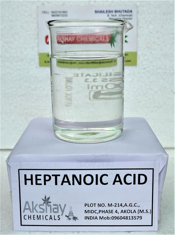 Heptanoic Acid is a fatty acid and is widely distributed in nature as a component of animal and vegetable fats.Heptanoic Acid is an organic compound composed of seven-carbon chain terminating in a carboxylic acid. It is an oily liquid with an unpleasant, rancid odor. It contributes to the odor of some rancid oils.