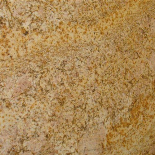 Imperial Gold Granite features shades of gold and yellow background with white and grey veins and small flecks of darker gold. Imperial Gold grain is an igneous rock and is formed from magma. Indian Granite is massive, hard and tough, and therefore it has gained widespread use as a construction stone. This stone is especially good for Exterior – Interior wall and floor applications, monuments, countertops, mosaic, fountains, pool and wall capping, stairs, windowsills and other design projects.
