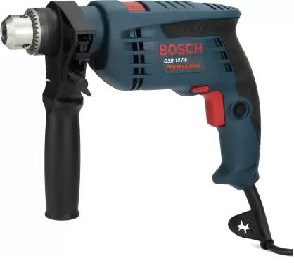 Compact power – The most compact and powerful impact drill in its classRobust and powerful 600 W motorExtremely handy: No bigger than a glove and 1.7 kg lightSoft in line grip for a secure holdThe GSB 13 RE Professional is a compact corded 1-geared entry-level impact drill. Its 1.8 kg lightweight design and small housing size provide convenience in handling and manoeuvrability. It is also particularly robust, including a durable metal keyless chuck. Additionally, this impact drill delivers professional results at an optimum price performance value.Technical DataRated input power: 600 WWeight: 1.8 kgNo-load speed, 1st gear: 0 – 2,800 rpmPower output: 301 WRated torque: 1.8 NmDrill spindle connecting thread: 1/2