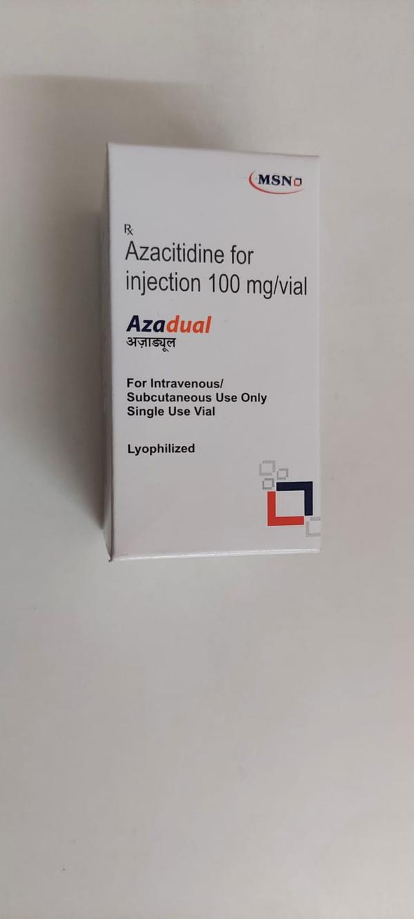 Azadual 100mg Injection is used in the treatment of some kinds of blood cancer. It is used for the treatment of adult patients with all subtypes of Myelodysplastic Syndrome (MDS). It may be also used to treat other conditions, as determined by the doctor.
