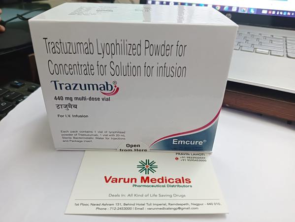 Trazumab  Injection is used in the treatment of breast and stomach cancer. It works by killing the cancer cells by inhibiting HER2 (human epidermal growth factor receptor protein).