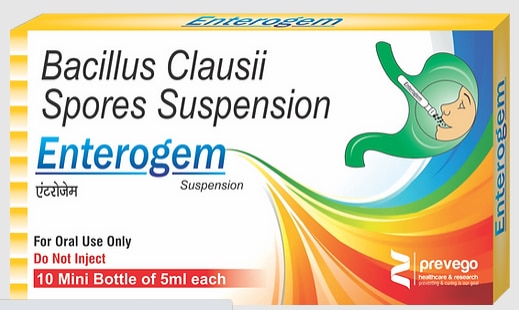 Enterogem Suspension is a prescription medicine used in the treatment of diarrhea. This medicine is a probiotic works by restoring the balance of good bacteria in the intestine that may get upset after the use of antibiotics or due to intestinal infections.