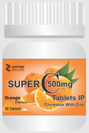 Super C Chewable Tablet is an essential everyday supplement to improve immunity and have a healthy body. Super C helps build the body's capability to fight against various diseases and illnesses. Vitamin C is an essential part of the skin’s defence system, hence a proper intake of this essential vitamin contributes in the growth of collagen in the body which heals the wounds faster, supports blood vessels and improve skin cells. It helps in boosting the blood antioxidant levels which help in maintaining healthy skin, nails, hair, teeth and bones. Super C is available in a delicious Orange flavour in chewable form.