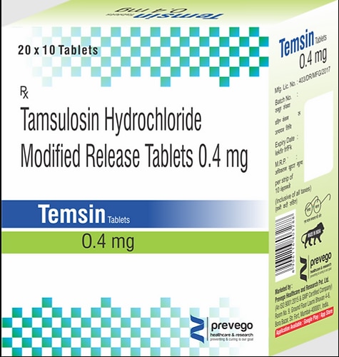 Temsin 0.4 Tablet MR is an alpha-adrenergic antagonist that is used in the treatment of benign prostatic hyperplasia. It helps to relieve symptoms like difficulty in passing urine. However, it does not decrease the size of the prostate.