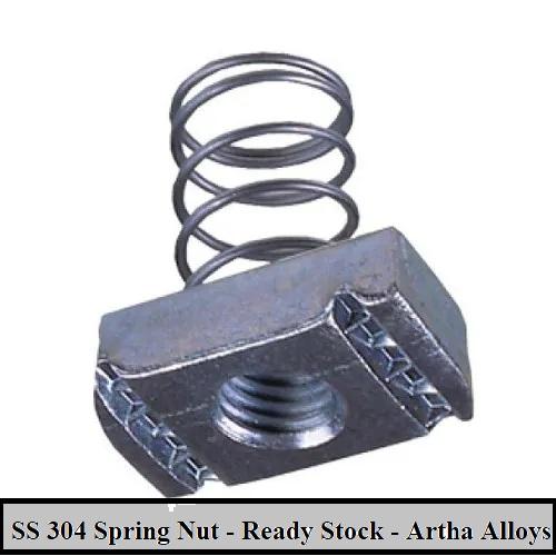 Artha Alloys is one of the leading Manufacturer of Stainless Steel 304 Spring Nut . Stainless Steel 304 Spring Nut contains high amount of chromium and nickel . Due to presence of chromium and Nickel the product become rust free . Its also prevent Stainless steel 304 Spring Nut from corrosion . We Provide Stainless Steel 304 Spring Nut of all types , Kinds and different dimensions of the Spring Nut .Stainless Steel 304 Spring Nut have a feature of high torque value , its means that the can be used in any application which can withstand high pressure. SS 304 is more budget friendly as compare to SS 316.Stainless Steel 304 has the best and the excellent corrosion properties .SS 304 Spring nuts are one piece nut where a nut is attached with spring .This nut are self locking nuts which prevent screws from loosening which cause due to vibration. Nuts come under fasteners. Nut are available in different types spring nut is one of its types.SS 304 Spring is lightweight and more flexible.SS 304 Spring Nut support ORM and JDBC Technologies. We customized the nut and spring according to the drawing provided by the customer. SS 304 Spring Nut is very lightweight and easy to use .SS 304 Spring nut spring is more from Spring hard which is flexible to use and can easily bend . We provides the best quality at reasonable rate . Stainless Steel 304 Spring nut comes in a stainless Steel Finish .We export Stainless Steel 304 Spring nut across the world. SS 304 spring Nut are used in the Strut Channel. Stainless Steel 304 Spring Nut is very flexible and durable and can bear high pressure without breaking and cracking .SS 304 have a very high corrosive feature as compared to other grade .SS 304 Spring nut is designed in such a way that the items attached securely in a such a way that there is no any additional tools required . The Spring nut is designed for such products which frequently needs to reassembly and disassembly . Spring nut do not required and tools the can easily be inserted and removed using hands. SS 304 Spring Nut required less torque because spring is used instead of traditional threads. Stainless Steel 304 Spring nut don’t get loose over time as compared to other nuts . Stainless Steel 304 Spring nut is widely used in all fields like Industrial , Commercial and Domestics field .Uses of Stainless Steel 304 Spring Nut1.Stainless Steel 304 Spring Nut is used in Ports.2. Stainless Steel 304 Spring Nut is used in Electricity.3. Stainless Steel 304 Spring Nut is used in Petrochemical.4. Stainless Steel 304 Spring Nut is used in mining.5. Stainless Steel 304 Spring Nut is used in railway.6. Stainless Steel 304 Spring Nut is used in building.7. Stainless Steel 304 Spring Nut is used in chemical Industry.8. Stainless Steel 304 Spring Nut is used in automobile .9. Stainless Steel 304 Spring Nut is used in aviation.10. Stainless Steel 304 Spring Nut is used in spaceflight.11. Stainless Steel 304 Spring Nut is used in Bulk transportation.12. Stainless Steel 304 Spring Nut is used in spaceflight.13. Stainless Steel 304 Spring Nut is used in households works.14. Stainless Steel 304 Spring Nut is used in Oil Industry.15. Stainless Steel 304 Spring Nut is used in Gas Industry.We also export Stainless Steel 304 Spring Nut to various like Dubai , UAE , Saudi Arabia , Australia , Europe , Russia , Germany , United States of America, London , Canada , Iran , Turkey , Bangladesh , Thailand , Italy , France, South Africa , Sri Lanka , Israel , Oman , Finland , Qatar etc .We also supply Stainless Steel 304 Spring Nut to various States and regions in India like Kerala , Visakhapatnam , Tamil Nadu , Karnataka , Kerala , MIDC , Gujarat , Uttar Pradesh , Delhi , Noida , Andhra Pradesh , Bangalore, Goa , Chandigarh , Puducherry, Bihar , Telangana , Hyderabad , Assam , Himachal Pradesh , Chhattisgarh , Odisha.Chemical Properties of SS 304 Spring Nut C - Min-0.08Mn - Min- 2Si - Min-0.8P - Min-0.045S - Min- 0.03Cr - 18-20Ni - 8-10.5N - Min-0.1Mechanical Properties of Stainless Steel 304 Spring Nut Tensile Strength (MPa) Min – 515Yield Strength 0.2% Proof (MPa) Min – 205Elongation (% in 50 mm ) Min – 40Hardness Rockwell B (HR B) Max – 92Brinell (HB) Max - 201Packaging of Stainless Steel 304 Spring Nut We packed and stored our Products according to the International Standards and regulations . Before sending the material to the customer we do inspection of the material . Bubble wrap is wrapped around our product . We packed the material in a light weight wooden box so while shipment the weight of the material doesn’t Increase. We also provide the fumigation Certificate to our customers . We also do marking on our material. Test Certificate is also been provided with the material. We provide the best quality of material and best quality of packaging to our customers. Marking is also done on the product