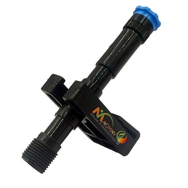 Adjustable nozzle with Adjustable plastic stand -Easy to fix with solar panel -1/2” Male Thread -Radius- Optional - 8, 10, 12, 15 feet 