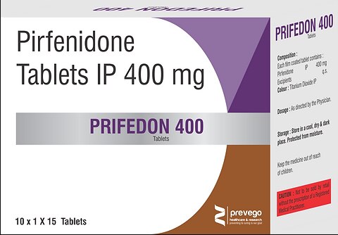 Prifedon 400 Tablet is a prescription medicine used in the treatment of idiopathic pulmonary fibrosis. It reduces scarring and swelling in the lungs and helps to breathe better.Prifedon 400 Tablet is best taken with food. Take it at the same time every day to get the most benefits. The dose and how often you take it depends on what you are taking it for. Your doctor will decide how much you need to improve your symptoms. You should take this medicine for as long as it is prescribed for you.