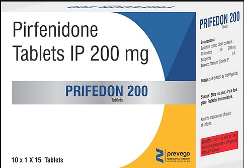 Prifedon 200 Tablet is a prescription medicine used in the treatment of idiopathic pulmonary fibrosis. It reduces scarring and swelling in the lungs and helps to breathe better.Prifedon 200 Tablet is best taken with food. Take it at the same time every day to get the most benefits. The dose and how often you take it depends on what you are taking it for. Your doctor will decide how much you need to improve your symptoms. You should take this medicine for as long as it is prescribed for you.