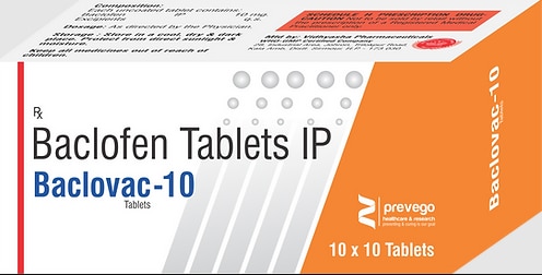 Baclovac 10 Tablet is a muscle relaxer. It is used to treat muscular symptoms such as rigidity, tension, and stiffness that may occur due to various conditions such as cerebral palsy, multiple sclerosis, motor neuron disease, or injury to the head, brain, or spine.