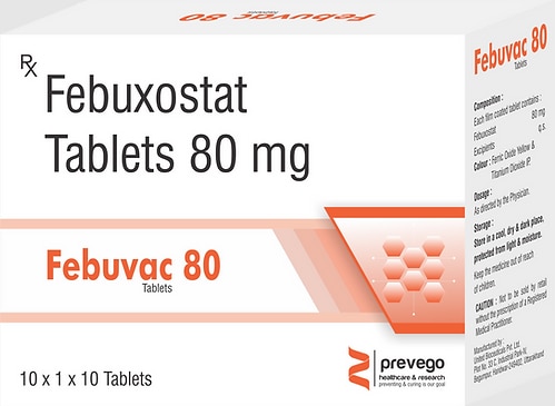 Febuvac 80 Tablet is a medicine used to treat and prevent gout. Gout happens when there is too much uric acid in your body and it forms into crystals that can appear around your joints leading to painful and swollen joints. This medicine helps to keep uric acid levels low.