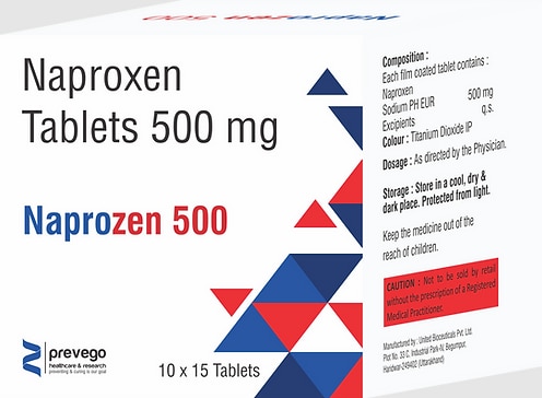 NAPROZEN 500 Tablet is a pain-relieving medicine. It provides relief from pain and inflammation in conditions like osteoarthritis, rheumatoid arthritis, ankylosing spondylitis, gout, and juvenile arthritis. It also helps in relieving muscle and joint pain, headache, toothache, and menstrual cramps.