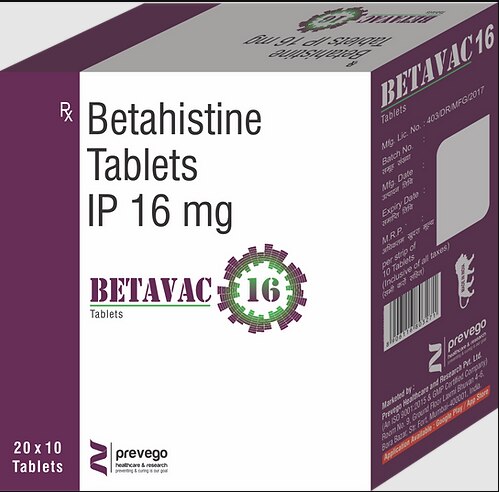 Betavac 16 Tablet is used to prevent and treat a disorder of the inner ear known as Ménière’s disease. The symptoms include dizziness (vertigo), ringing in the ears (tinnitus), and loss of hearing, probably caused by fluid in the ear. This medicine helps relieve the symptoms by reducing the amount of fluid.