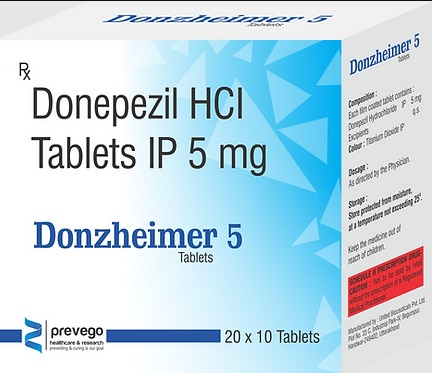Donepezil 5 Tablet is used to treat mild to moderate dementia in Alzheimer’s disease, a progressive illness that gradually affects memory and thinking. It does not cure this illness but may help improve memory, awareness, and other symptoms.