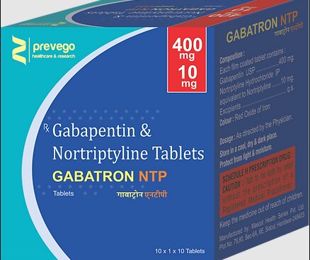 Each film coated tablets contains :- GABAPEN 400MG. + NORTRIPTYLINE 10 MG.