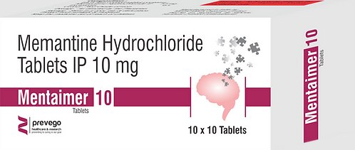 Mentaimer 10 Tablet is a medicine used in the treatment of Alzheimer's disease. It helps to slow down the progression of moderate to severe Alzheimer's by improving memory and thinking. This medicine works by blocking a chemical messenger involved in the transmission of nerve signals.