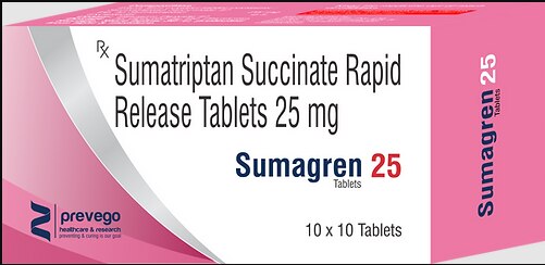 Sumagren 25 Tablet is used in the treatment of migraines. It relieves the symptoms of migraine and prevents the attack from becoming worse. This medicine helps by narrowing the blood vessels, thereby relieving migraine headaches.