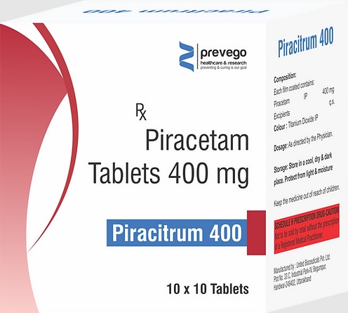 PIRACITRUM 400 Tablet is used in the treatment of Alzheimer's disease, stroke, and memory loss in Parkinson's disease. It can also be used to treat age-related memory loss and head injury. It works by improving communication between the nerve cells and protects the brain.