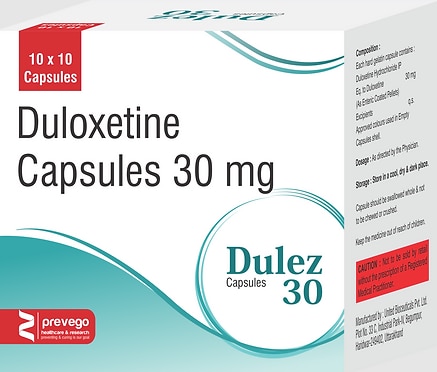 Dulez 30 Tablet is used in the treatment of depression, anxiety disorder, diabetic nerve pain, fibromyalgia (a condition in which there are generalized pain and tenderness in the body), neuropathic pain, and stress urinary incontinence.