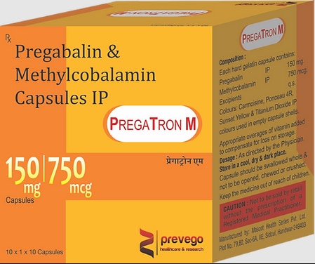 Each film coated tablets contains PREGABALIN 150MG + METHYLCOBALAMIN 750MG.