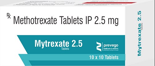 Mytrexate 2.5 Tablet is a medicine used to treat rheumatoid arthritis where it helps prevent further joint damage. It is also used to treat severe forms of a skin disease called psoriasis where it works by killing cells in the skin that grow too quickly.