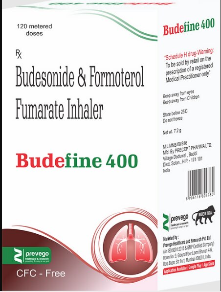 Budefine 400 Rotacap is a combination of two medicines in one inhaler. It relieves the long-term symptoms of asthma and COPD, making breathing easier. It works by inhibiting the release of certain chemical messengers that cause inflammation (swelling) and relaxes the muscles in the airways.