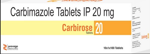 Carbirose 20 Tablet belongs to a group of medicine called anti-thyroid agents. It is used in the treatment of hyperthyroidism. It reduces the amount of thyroid hormones produced by the thyroid gland.