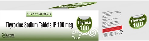Thyrose 100 Tablet is a medicine used to treat an underactive thyroid gland (hypothyroidism). It replaces the hormone which is not being produced by your thyroid gland in sufficient quantity and helps regulate your body’s energy and metabolism.