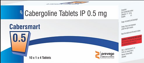 CABERSMART 0.5 Tablet is a dopamine agonist. It is used for the treatment of a high level of prolactin. It is also helpful in stopping breast milk production in cases of stillbirth, abortion, or miscarriage.