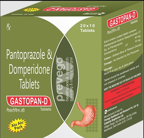 Each enteric coated tablets contains :-PANTOPRAZOLE 40 MG + DOMPERIDONE 10 MG