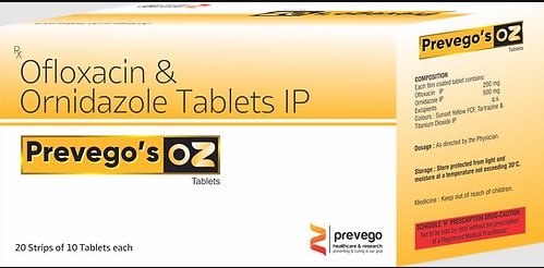 PREVEGO’S OZ Tablet is a combination of two antibiotics. It is used in the treatment of bacterial and parasitic infections. It effectively treats a wide range of bacterial infections that may occur in the teeth, lungs, gastrointestinal infections, urinary and genital tract.