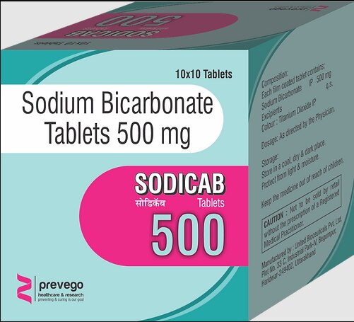 Each film coated tablets contains:- Sodium Bicarbonate 500 mg.