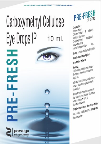 Pre-fresh Eye Drop is a combination medicine used in the treatment of dry eyes. It works similar to natural tears and provides temporary relief from burning and discomfort by moistening and lubricating the eyes.Pre-fresh Eye Drop is a combination medicine used in the treatment of dry eyes. It works similar to natural tears and provides temporary relief from burning and discomfort by moistening and lubricating the eyes.