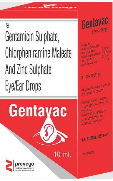 Gentavac Eye Drop is an antibiotic used to treat bacterial infections of the eye (e.g., conjunctivitis) and the eyelids (e.g., blepharitis). It may also help to prevent an infection after an eye injury or surgery.