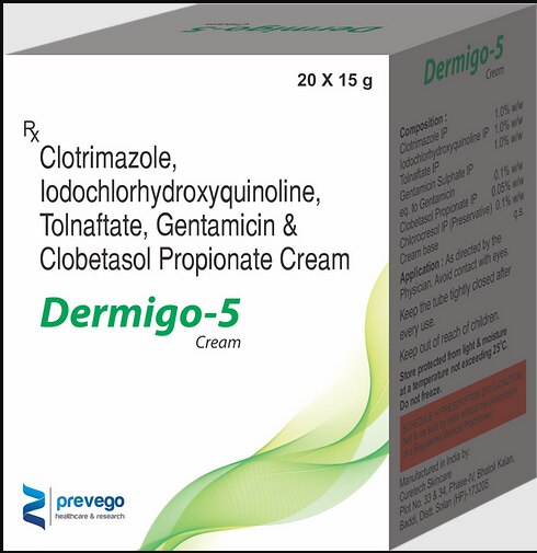 CLOTRIMAZOLE IP 1.0%+ IODOCHLORHYDROXYQUINOLINE IP 1.0%+ TOLNAFTATE IP1.0%W/W + GENTAMICIN 0.1% W/W + CLOBETASOL PROPIONATE 0.05% W/W + .