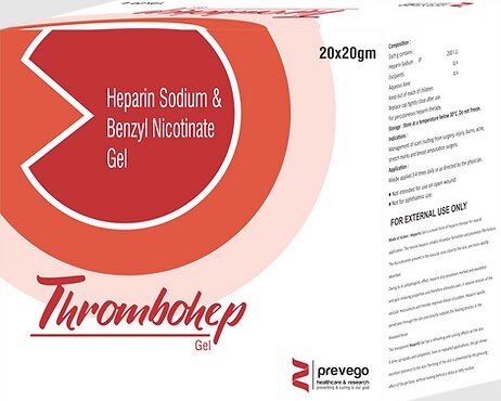 Thrombohep Ointment is a combination of two medicines used to treat superficial thrombophlebitis (inflammation or swelling of a vein due to a blood clot). It helps to relieve pain and inflammation by speeding up the healing process.