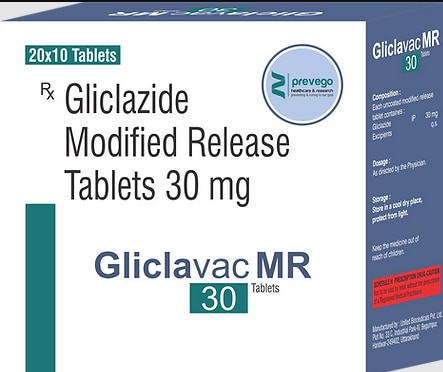 Gliclavac-MR 30 Tablet is a medicine used to treat type 2 diabetes mellitus in adults. It belongs to a group of medicines called sulfonylureas and helps control blood sugar levels in people with diabetes. This helps to prevent serious complications of diabetes like kidney damage and blindness.