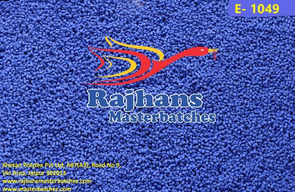 BLUE COLOUR MASTERBATCHCODE OF PRODUCT: E 1049HEAT STABILITY: 260° CELCIUSLIGHT FASTNESS: 7ULTRA BLUE SHADE OF BLUE MASTERBATCH WITH VERY GOOD HEAT STABILITY AND LIGHT FASTNESS.USAGES: INJECTION MOULDING, BLOWN MOULDING, BLOWN FILM, RAFFIA.RECOMMENDED DOSAGES: 1-3% AS PER REQUIREMENTSWE HAVE 5000 READY SHADES OF COLOR MASTERBATCHES, WHITE MASTERBATCHES, FILLER MASTERBATCHES, BLACK MASTERBATCHES, MODIFIERS, AND ADDITIVE MASTERBATCHES.