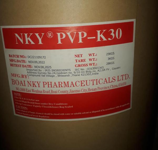 PVP K 30 BOAI NKY, Used in Oral Care PVP k 30, Oral care products BOAI NKY Pharma, Importer of PVP K 30 Boai Nky in India.PVP k 30 used in Binder, film-forming agent, solubilizer, suspension stabilizer and dispersant in paste or slurry.