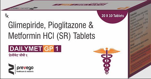 Each uncoated billayer tablets contains:- GLIMEPRIDE 1 MG + METFORMIN HCL 500MG (SR) + PIOGLITAZONE 15MG.
