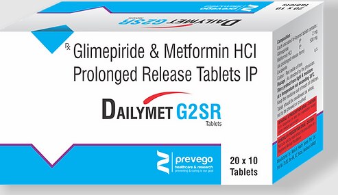Each Uncoated Tablets Contains : Glimepiride 2mg + Metformin Hydrochloride 500mg ( Prolonged Releae).