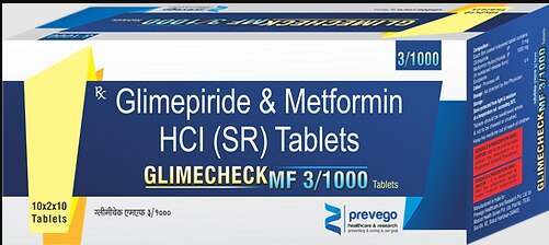 Each film coated bilayered tablets contains:- GLIMEPRIDE 3 MG + METFORMIN HYDROCHLORIDE (SUSTAINED RELEASE) 1000 MG SR.