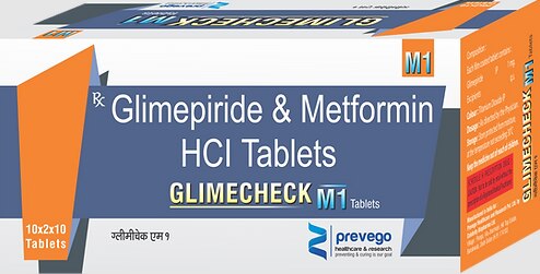 Each film coated tablets contains :- GLIMEPRIDE 1 MG + METFORMIN HYDROCHLORIDE 500 MG.
