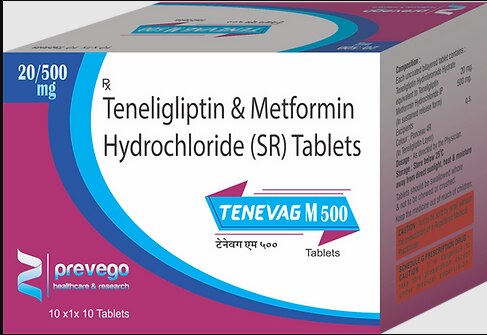 Each Uncoated bilayered tablets contains:- TENELIGLIPTIN 20MG + METFORMIN HYDROCHLORIDE (SR) 500MG.