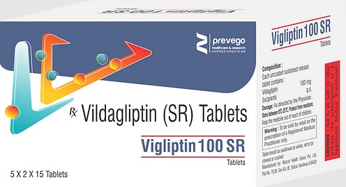 VIGLIPTIN 100 SR Tablet SR is a medicine used to treat type 2 diabetes mellitus. It is used together with a healthy diet and regular exercise to control blood sugar levels. This helps to prevent serious complications of diabetes like kidney damage and blindness.