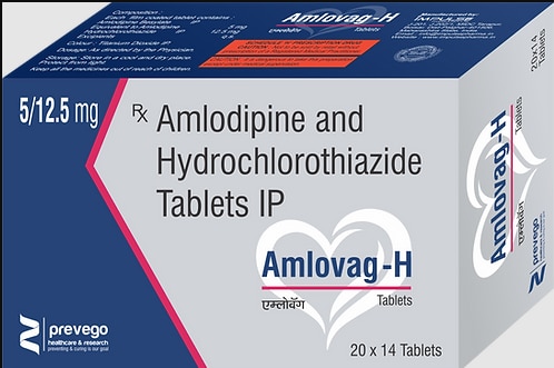 Each film coated tablets contains :- AMLODIPIN 5 MG + HYDROCHLOROTHIAZIDE 12.5 MG.