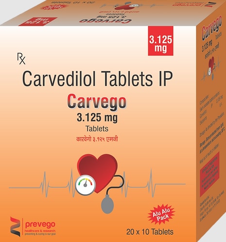 Each uncoated tablets contains:- CARVEDILOL 3.125 MG.