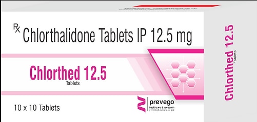 Chlorthed 12.5 Tablet is a diuretic (water pill) medicine used to treat hypertension (high blood pressure). This medicine reduces excess fluid levels in the body and treats edema (fluid overload) associated with heart, liver, kidney, or lung disease.