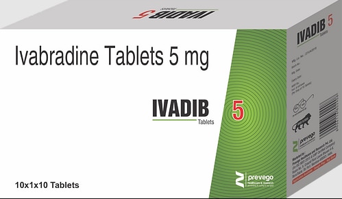 Ivadib 5 Tablet is a medicine used for the treatment of angina (heart-related chest pain) and chronic (long-term) heart failure. It makes the heart work more efficiently by lowering the heart rate. This relieves chest pain and decreases the risk of hospitalization in heart failure patients.