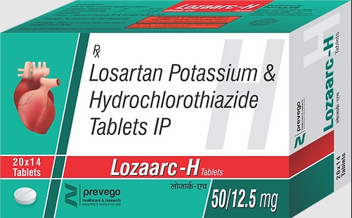 Each film coated tablets contains:- LOSARTAN POTASSIUM 50 MG +HYDROCHLOROTHIAZIDE 12.5 MG.